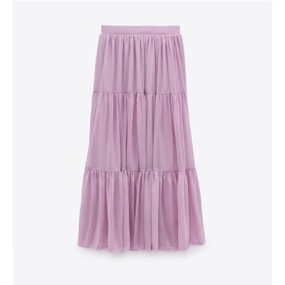 Zara Tiered Tulle Maxi Skirt - Picture 1 of 8